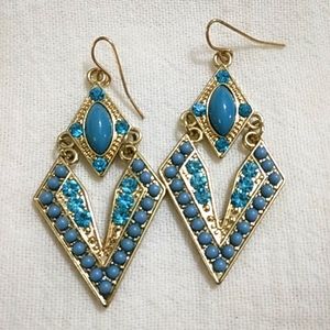 Blue and gold earrings